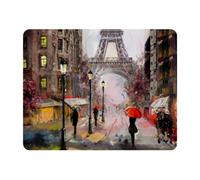 Eslifey Alfombrilla rectangular para mouse, diseño de la Torre Eiffel de Francia bajo paraguas rojo, pintura al óleo de la calle, alfombrilla de mouse de escritorio extendida con base de goma