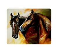 Eslifey Alfombrilla rectangular para ratón, diseño de caballos marrones, pintura al óleo, extendida, con base de goma antideslizante, protector de escritorio para jugadores, oficina y hogar, 11 x 9