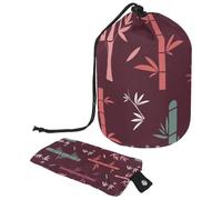 Eslifey Bolsa de cosméticos con cordón, bolsa de maquillaje portátil con forma de barril, de bambú de colores, hoja natural, gran capacidad, impermeable, multifuncional, bolsa de aseo, Multicolor 1,
