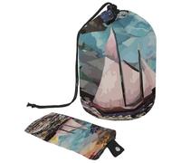Eslifey Bolsa de cosméticos con cordón, bolsa de maquillaje portátil con forma de barril, de bambú de colores, hoja natural, gran capacidad, impermeable, multifuncional, bolsa de aseo, Multicolor 3,