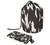 Eslifey Bolsa de cosméticos con cordón, bolsa de maquillaje portátil en forma de barril, diseño de huellas de gato con patrón de garras, gran capacidad, impermeable, multifuncional, bolsa de aseo,