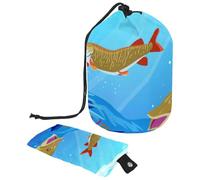 Eslifey Bolsa de cosméticos con cordón, bolsa de maquillaje portátil en forma de barril, Muskie in The Lake de gran capacidad, impermeable, multifuncional, bolsa de aseo, multicolor,