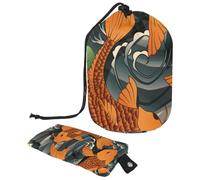 Eslifey Bolsa de maquillaje grande con cordón, bolsa de cosméticos de viaje Japan Koi, bolsa organizadora de maquillaje portátil, multicolor, 9.9x6.9in/25.2x17.6cm