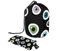 Eslifey Bolsa de maquillaje grande con cordón, bolsa organizadora de maquillaje portátil con diseño de globos oculares de Halloween, multicolor, 9.9x6.9in/25.2x17.6cm