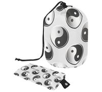 Eslifey Bolsa de maquillaje grande con cordón, bolsa organizadora de maquillaje portátil con patrón geométrico blanco y plateado de Tai Chi, Multicolor 1, 9.9x6.9in/25.2x17.6cm