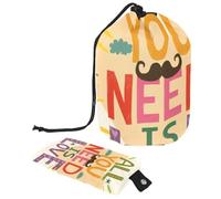 Eslifey Bolsa de maquillaje grande con cordón, bolsa organizadora de maquillaje portátil con texto en inglés "All You Need is Love", multicolor, 9.9x6.9in/25.2x17.6cm