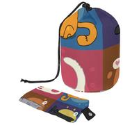 Eslifey Bolsa de maquillaje grande con cordón, bolsa organizadora de maquillaje portátil Little Fox in Universe, Multicolor 3, 9.9x6.9in/25.2x17.6cm