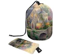 Eslifey Bolsa de maquillaje grande con cordón, bolsa organizadora de maquillaje portátil Little Fox in Universe, Multicolor 4, 9.9x6.9in/25.2x17.6cm