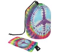 Eslifey Bolsa de maquillaje grande con cordón, con diseño de símbolo de paz de guerra, teñido anudado, bolsa organizadora de maquillaje portátil, multicolor, 9.9x6.9in/25.2x17.6cm