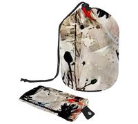 Eslifey Bolsa de maquillaje grande con cordón, diseño de alpacas Happy Lamas Coronas, Corazones, Rayas, Bolsa de cosméticos de viaje, bolsa organizadora de maquillaje portátil, Multicolor 5,