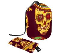 Eslifey Bolsa de maquillaje grande con cordón, diseño de alpacas Happy Lamas Coronas, Corazones, Rayas, Bolsa de cosméticos de viaje, bolsa organizadora de maquillaje portátil, Multicolor 4,