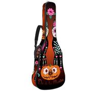 Eslifey Bolsa para guitarra acústica Day of The Dead Sugar Cats Pumpkin Correa ajustable para el hombro Funda para guitarra de 40 41 42 pulgadas, Multicolor 1, 42.9x16.9x4.7 in, Organizador de bolsas
