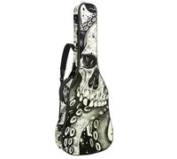 Eslifey Bolsa para guitarra acústica, diseño de calavera, pulpo, tentáculos, correa de hombro ajustable, funda para guitarra de 40, 41, 42 pulgadas, multicolor, 42.9x16.9x4.7 in, Organizador de bolsas