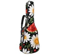 Eslifey Bolsa para guitarra acústica, diseño de margaritas y sandías, correa ajustable para el hombro, funda para guitarra de 40, 41, 42 pulgadas, multicolor, 42.9x16.9x4.7 in, Organizador de bolsas