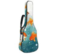 Eslifey Bolsa para guitarra acústica, diseño de pez dorado, correa ajustable para el hombro, funda para guitarra de 40, 41, 42 pulgadas, multicolor, 42.9x16.9x4.7 in, Organizador de bolsas