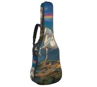 Eslifey Bolsa para guitarra acústica, diseño de unicornio arcoíris, correa ajustable para el hombro, funda para guitarra de 40, 41, 42 pulgadas, multicolor, 42.9x16.9x4.7 in, Organizador de bolsas