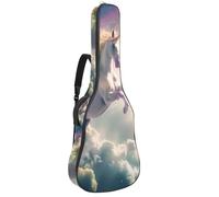 Eslifey Bolsa para guitarra acústica, diseño de unicornio arcoíris en el cielo, correa ajustable para el hombro, funda para guitarra de 40, 41, 42 pulgadas, multicolor, 42.9x16.9x4.7 in, Organizador