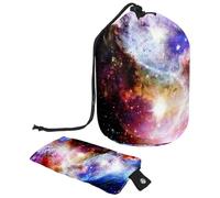 Eslifey Bolsas de cosméticos de viaje, bolsa de maquillaje de barril, multifuncional, bolsas de cubo de aseo redondo, organizador de bolsillo de almacenamiento, espacio cósmico Tai Chi, Multicolor 1,
