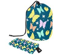 Eslifey Bolsas de cosméticos de viaje, bolsa de maquillaje de barril, multifuncional, bolsas de cubo de aseo redondo, organizador de bolsillo, estrellas espaciales planetas con nave espacial,
