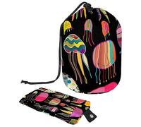 Eslifey Bolsas de cosméticos de viaje, bolsa de maquillaje de barril, multifuncional, bolsas de cubo de aseo redondo, organizador de bolsillo de almacenamiento, hojas de plantas botánicas, Multicolor