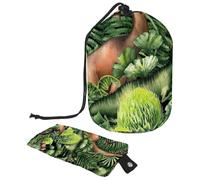 Eslifey Bolsas de cosméticos de viaje, bolsa de maquillaje de barril, multifuncionales, bolsas de cubo de aseo redondo, bolsillo organizador de almacenamiento, mundo de dinosaurios de la selva verde,