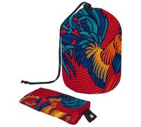 Eslifey Bolsas de cosméticos de viaje, bolsa de maquillaje de barril, multifuncionales, bolsas de cubo de aseo redondo, bolsillo organizador de almacenamiento, mundo de dinosaurios de la selva verde,
