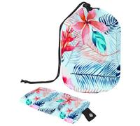 Eslifey Bolsas de cosméticos de viaje, bolsa de maquillaje de barril, multifuncionales, bolsas de cubo de aseo redondo, bolsillo organizador de almacenamiento, verde hoja tropical, Multicolor 5,