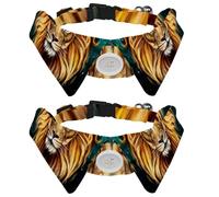 Eslifey Collar de perro con pajarita, collar de esmoquin formal ajustable para perro con collar de camisa extraíble, collares de gato para mascotas pequeñas, cabeza de león marrón, pintura de rey