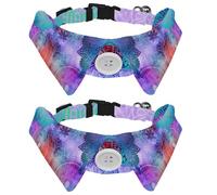 Eslifey Collar de perro con pajarita, collar de esmoquin formal ajustable para perros con cuello de camisa extraíble, collares para mascotas pequeñas, mandalas de colores, 2 piezas