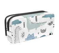 Eslifey Estuche para lápices, diseño de animales de dibujos animados, diseño de árbol de dinosaurios de gran capacidad, bolsa para bolígrafos de papelería, Multicolor 1, 2.3x8.2x3.9in/6x21x10cm,