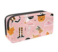 Eslifey Estuche para lápices, diseño de dinosaurios de invierno verde y naranja, gran capacidad, bolsa para bolígrafos de papelería, Multicolor 3, 2.3x8.2x3.9in/6x21x10cm, Estuche de belleza