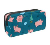 Eslifey Estuche para lápices, diseño de dinosaurios de invierno verde y naranja, gran capacidad, bolsa para bolígrafos de papelería, Multicolor 5, 2.3x8.2x3.9in/6x21x10cm, Estuche de belleza