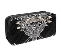 Eslifey Estuche para lápices, diseño de elefante de la tribu india, gran capacidad, bolsa para lápices de papelería, Multicolor 1, 2.3x8.2x3.9in/6x21x10cm, Estuche de belleza