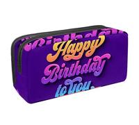 Eslifey Estuche para lápices, diseño de feliz cumpleaños en francés Joyeux Anniversaire, color rosa, gran capacidad, bolsa para lápices, Multicolor 2, 2.3x8.2x3.9in/6x21x10cm, Estuche de belleza