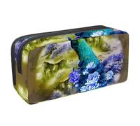 Eslifey Estuche para lápices, diseño de flores de pavo real, gran capacidad, bolsa para bolígrafos de papelería, Multicolor 4, 2.3x8.2x3.9in/6x21x10cm, Estuche de belleza