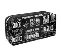 Eslifey Estuche para lápices, diseño de palabras artísticas italianas de gran capacidad, Multicolor 1, 2.3x8.2x3.9in/6x21x10cm, Estuche de belleza