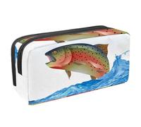 Eslifey Estuche para lápices, estuche japonés tradicional azul real con patrón geométrico de botones de gran capacidad, bolsa para lápices de papelería, Multicolor 9, 2.3x8.2x3.9in/6x21x10cm, Estuche