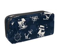 Eslifey Estuche para lápices, náutico, velero, navegación, brújula, rueda, pulpo, langosta, pez espada, gran capacidad, bolsa para lápices de papelería, Multicolor 1, 2.3x8.2x3.9in/6x21x10cm, Estuche