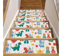 Eslifey Fairytale - Peldaños de escalera con patrón de cuento de hadas para peldaños de madera, paquete de 15 unidades, 30 x 8 pulgadas, antideslizantes, para interiores, para perros, niños, ancianos