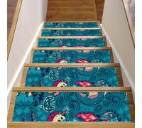 Eslifey Fantastic Animals - Peldaños de escalera de unicornio, gato, sirena, dragón, ovni para escalones de madera, paquete de 15 unidades, 30 x 8 pulgadas, antideslizantes, para interiores, para