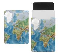 Eslifey Funda delgada de piel para portátil de 13 pulgadas con cierre magnético, diseño de mapa del mundo, piel de microfibra lisa