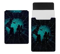 Eslifey Funda delgada de piel para portátil de 13 pulgadas con cierre magnético, funda de piel de microfibra con mapa del mundo mágico