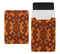 Eslifey Funda delgada de piel para portátil de 13 pulgadas con cierre magnético, mandalas en funda de piel de microfibra naranja