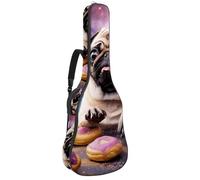 Eslifey Funda para guitarra acústica Galaxy Cute Pug Dog Donuts correa ajustable para el hombro funda para guitarra de 40 41 42 pulgadas, multicolor, 42.9x16.9x4.7 in, Organizador de bolsas
