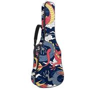 Eslifey Funda para guitarra acústica, leyendas de mitos chinos, dragón, rojo, azul marino, correa ajustable para el hombro, funda para guitarra, funda para concierto de 40, 41, 42 pulgadas, Multicolor