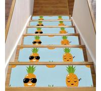 Eslifey Funny Pineapples Sleep Kiss - Juego de 15 peldaños de escalera para peldaños de madera, 30 x 8 pulgadas, antideslizantes, para interiores, para perros, niños, ancianos, con adhesivo