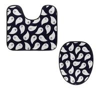 Eslifey Juego de 2 fundas para tapa de inodoro y alfombrillas de inodoro en forma de U, con bonito patrón de alma, lavables a máquina, antideslizantes y absorbentes