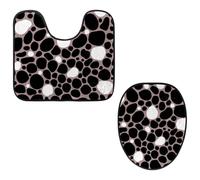 Eslifey Juego de 2 fundas para tapa de inodoro y alfombrillas de inodoro en forma de U, con estampado de vaca negra y blanca, lavables a máquina, antideslizantes y absorbentes