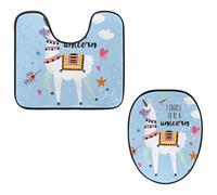 Eslifey Juego de 2 fundas para tapa de inodoro y alfombrillas de inodoro en forma de U, diseño de alpaca con texto en inglés "I Choose to Be a Unicorni", lavables a máquina, antideslizantes y