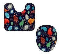 Eslifey Juego de 2 fundas para tapa de inodoro y alfombrillas de inodoro en forma de U, diseño de pájaro kiwi, color azul marino, fundas de asiento lavables a máquina, alfombras antideslizantes y